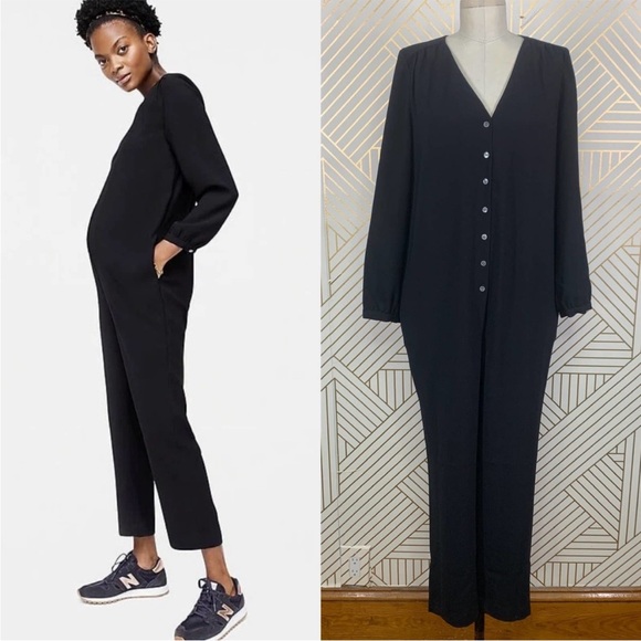 Hatch x J.Crew Black Button-Up Maternity Jumpsuit Size 1 / US Small - Picture 1 of 6